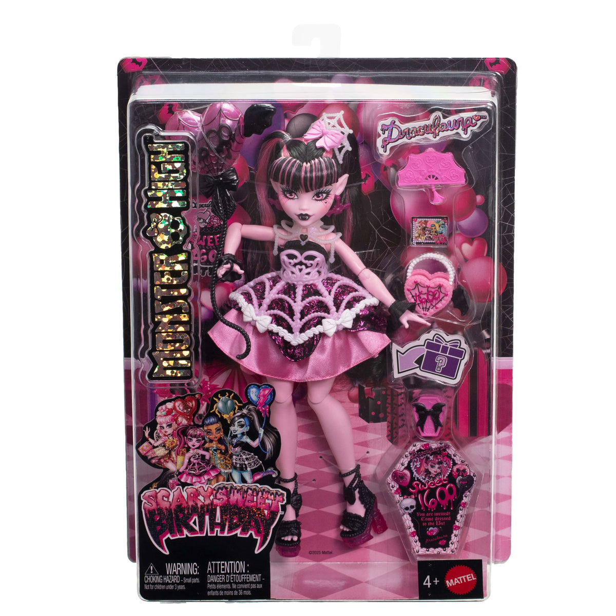 Monster High Scary Sweet Birthday Draculaura Doll in Party Dress With Balloon & Gift