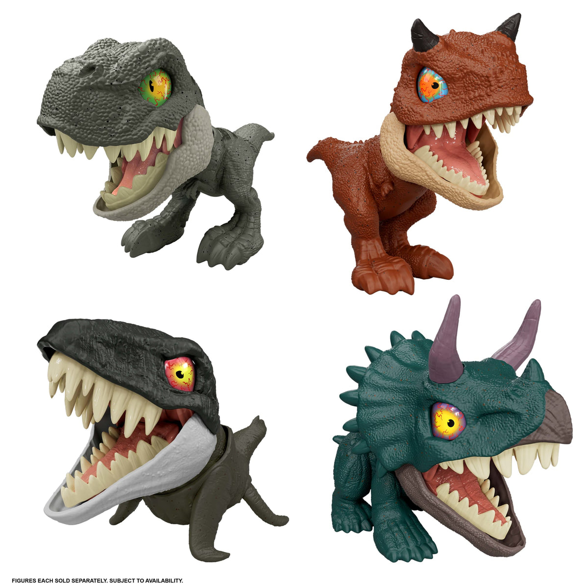 Jurassic World Mighty Little Biters Dinosaur Toy With Bite Action, Eye Change, Collectible Figure