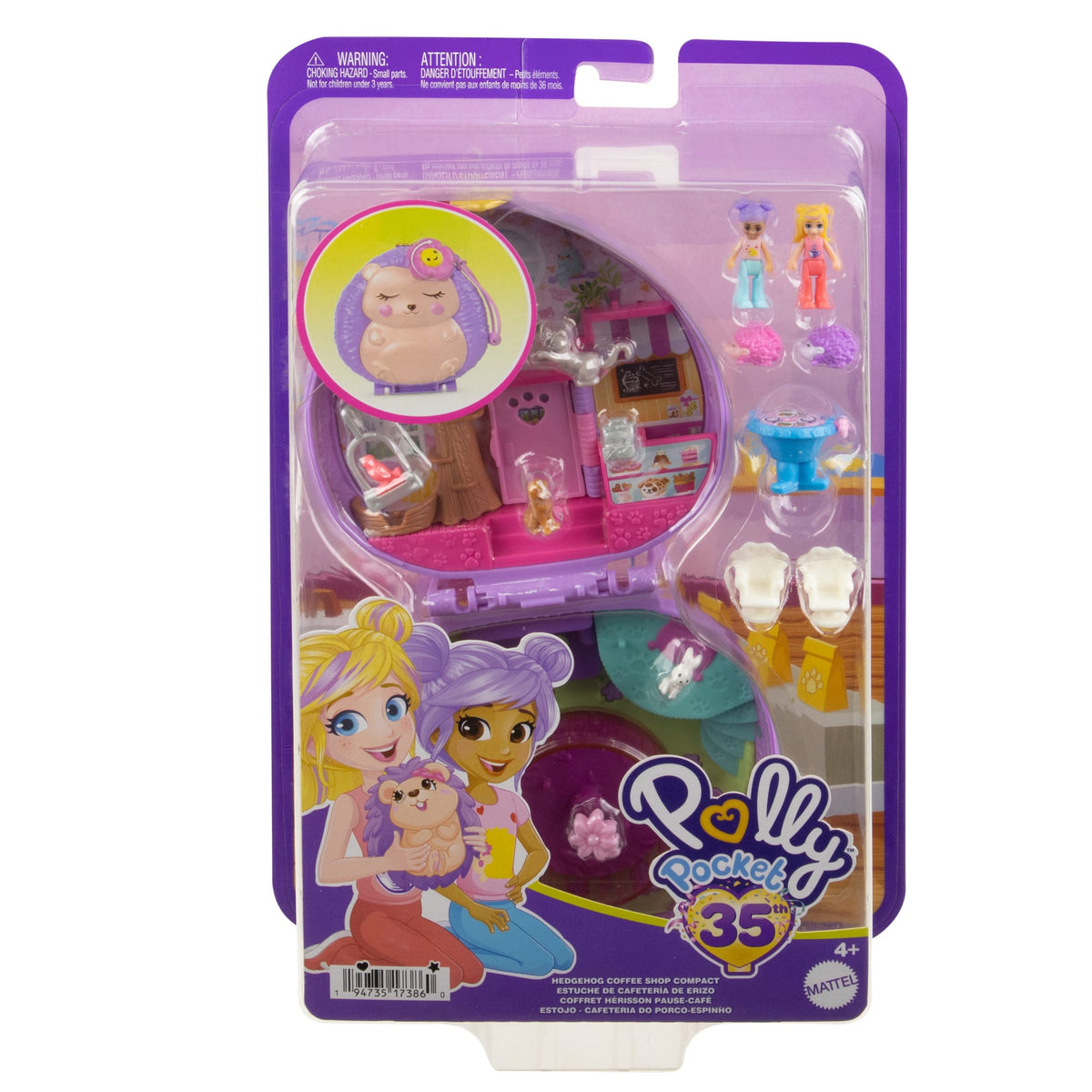 Polly Pocket Dolls And Playset, Travel Toys, Hedgehog Coffee Shop Compact