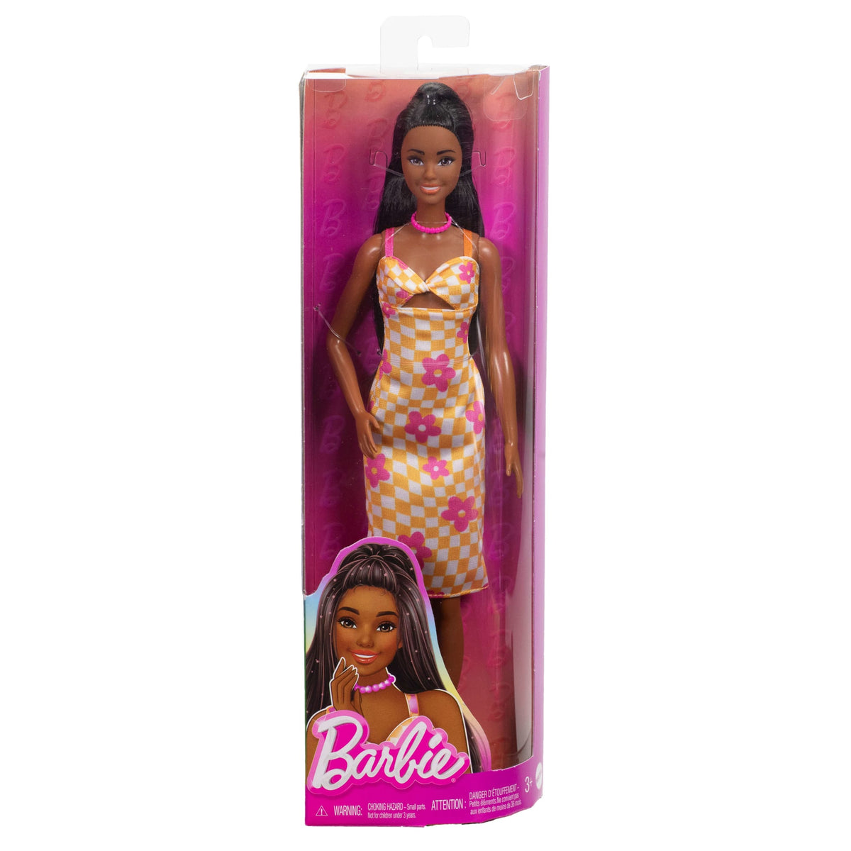 Barbie Fashionista Boneca Vestido Xadrez com Flores