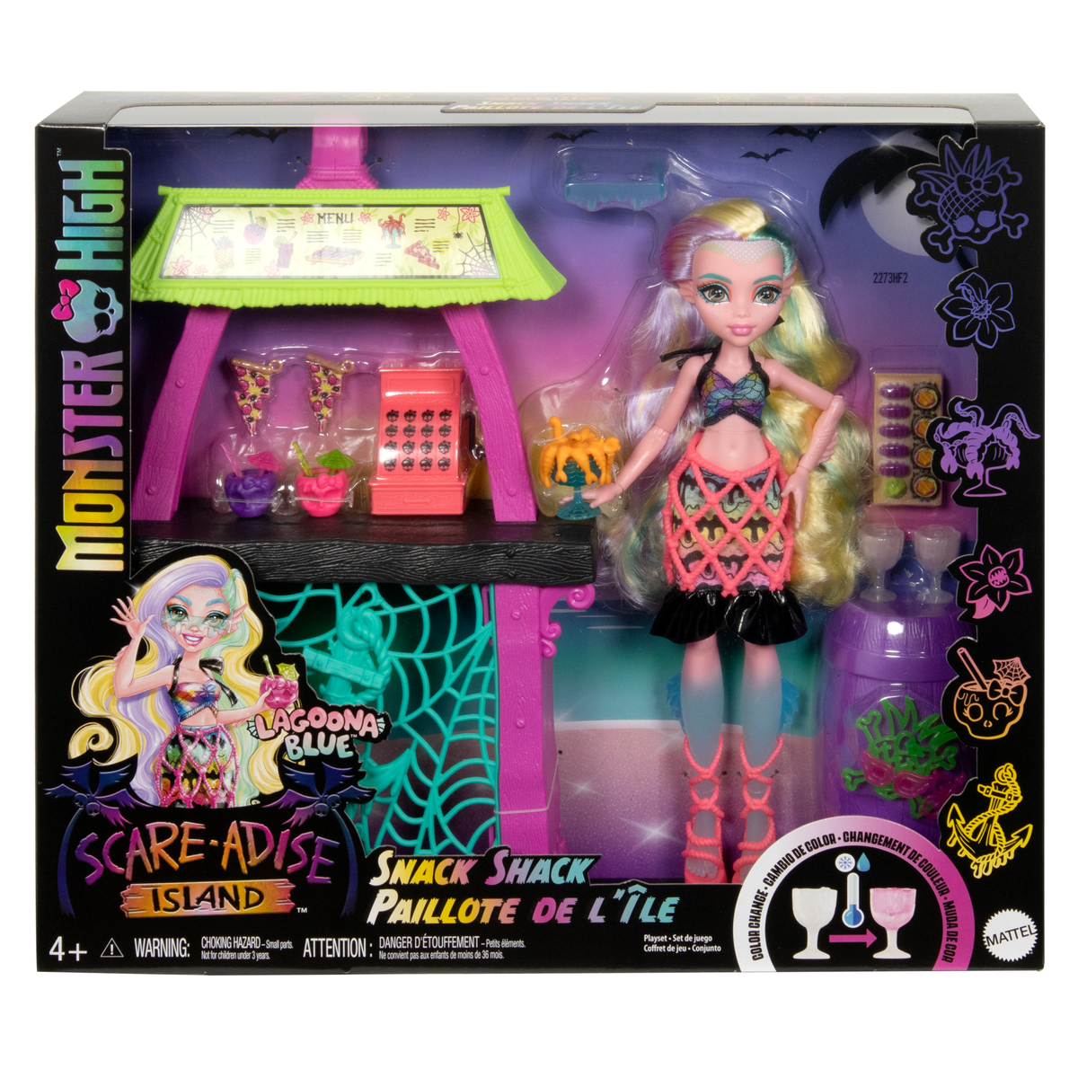 Monster High Lagoona Blue Fashion Doll And Playset, Scare-Adise Island Snack Shack With Food Accessories