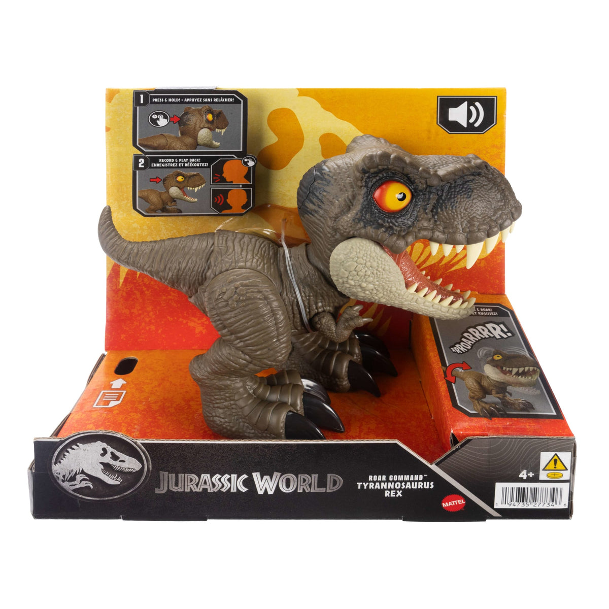 Jurassic World Roar Command Tyrannosaurus Rex Dinosaur Figure Toy, Records, Plays & Roars, T. Rex