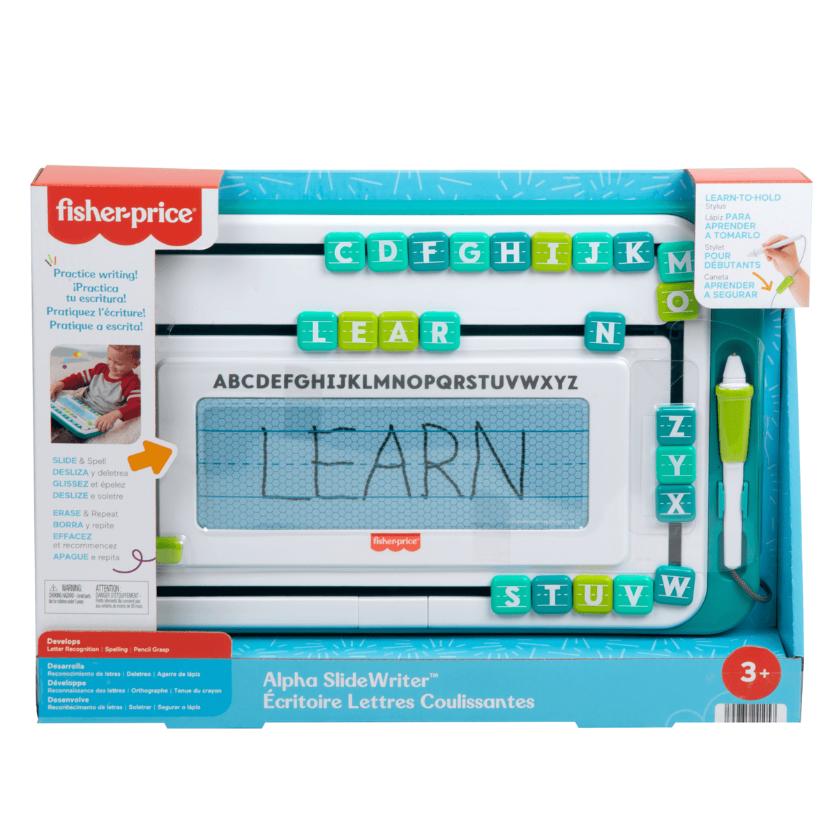 Fisher-Price Alpha Slide Writer Magnetic Drawing & Writing Tablet, Preschool Learning Toy