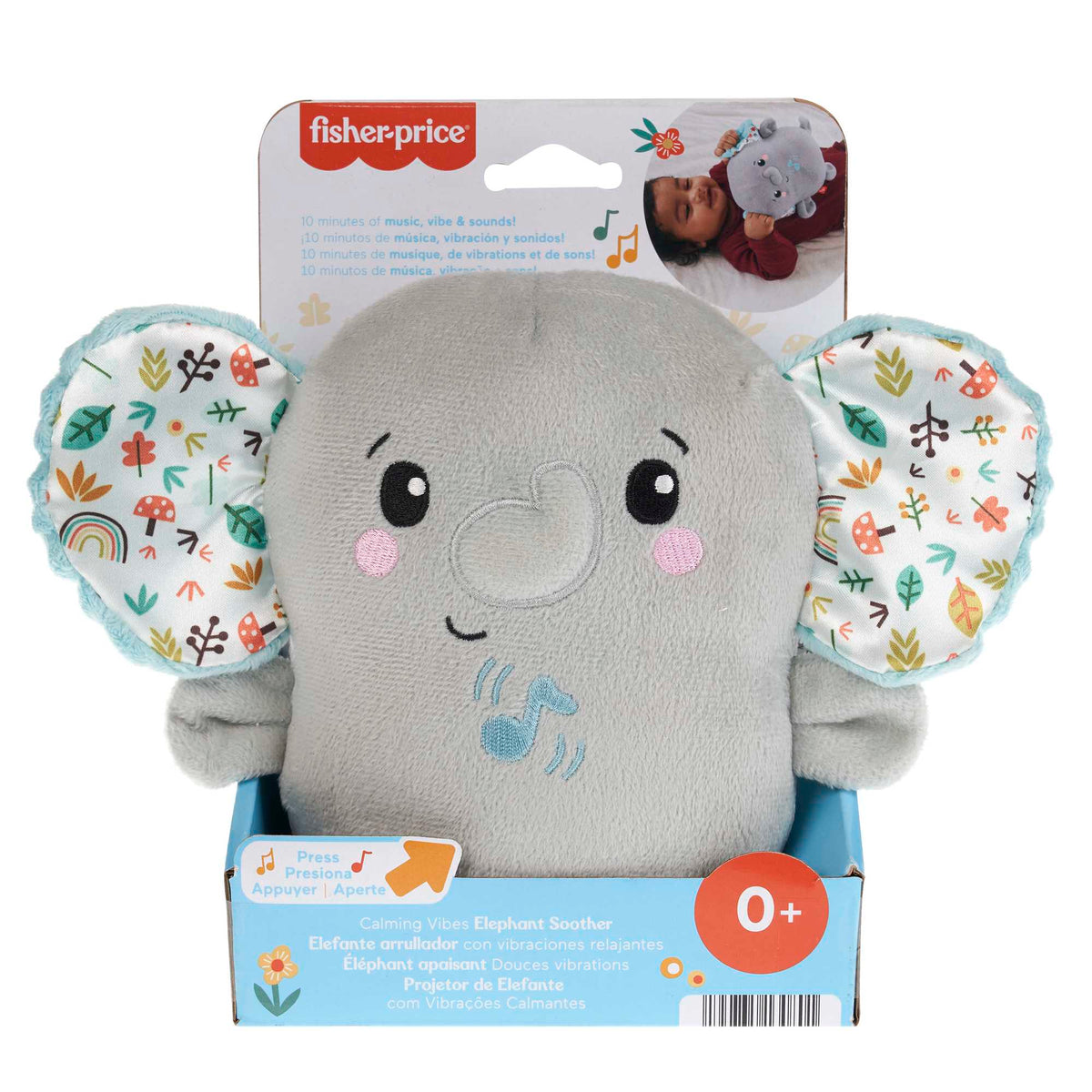 Fisher-Price Plush Elephant Baby Toy Sound Machine With Vibrations, Calming Vibes Soother