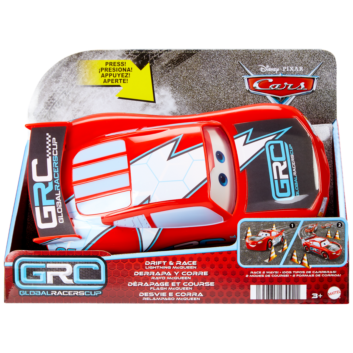 Disney And Pixar Cars Global Racers Cup Drift & Race Lightning Mcqueen Toy Vehicle With 2 Modes