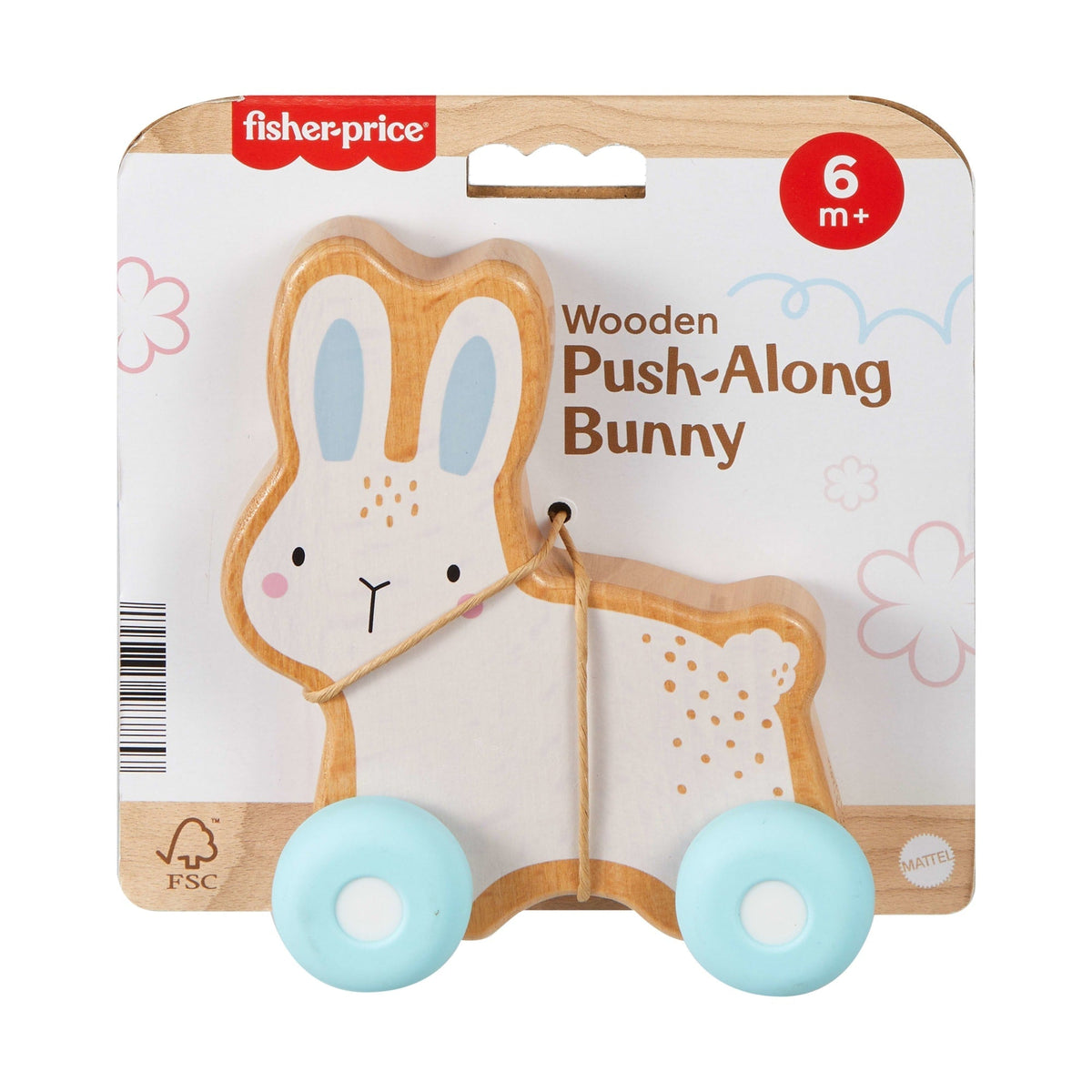 Fisher-Price Lapin à Pousser en Bois, Véhicule Pour Jeu à 4Pattes 1Élément en Bois