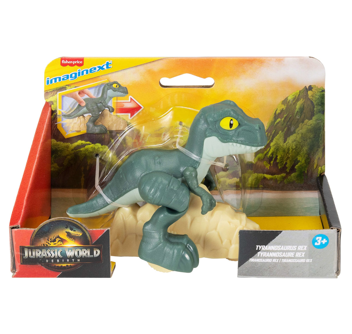 Fisher-Price Imaginext Jurassic World Tyrannosaurus Rex Dinosaur Toy With Wheels & Wiggling Motion