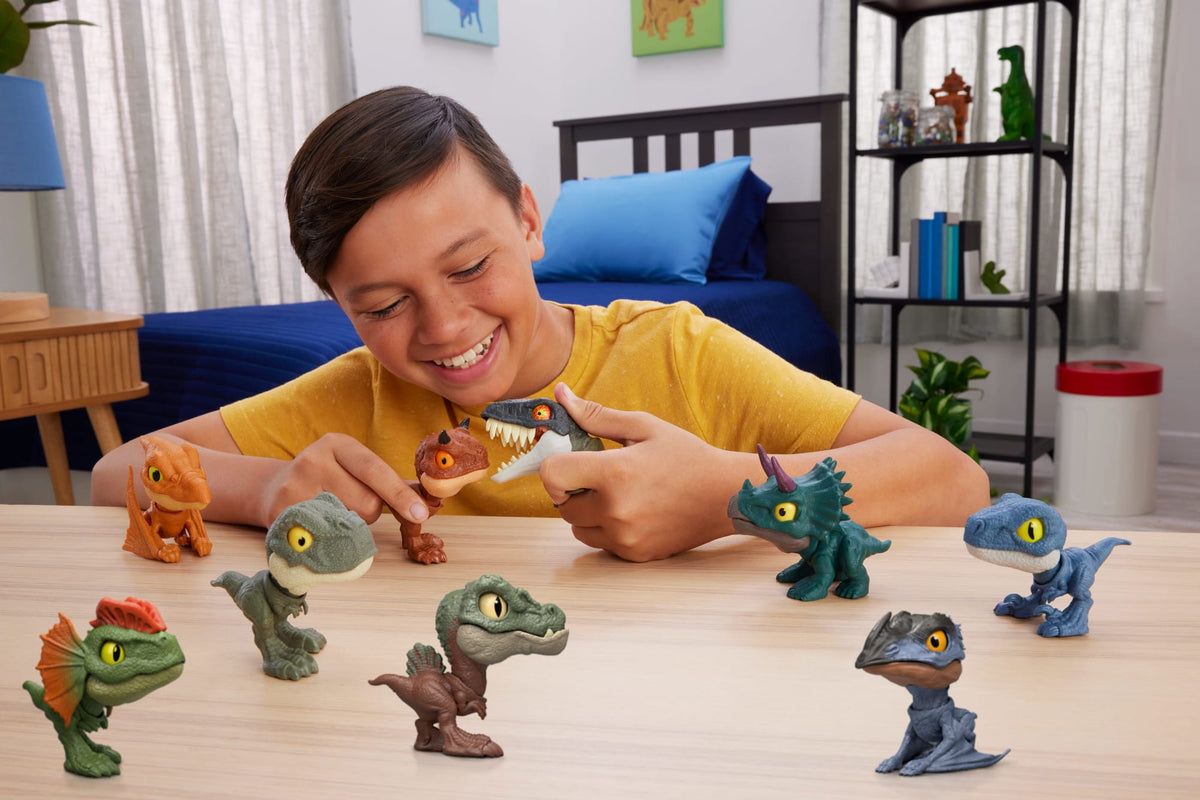 Jurassic World Mighty Little Biters Dinosaur Toy With Bite Action, Eye Change, Collectible Figure