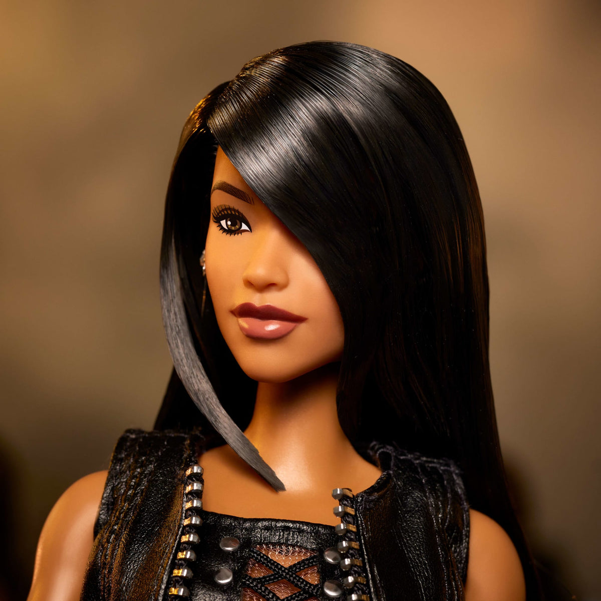 Barbie Signature Aaliyah Collectible Doll in Black Faux Leather Outfit