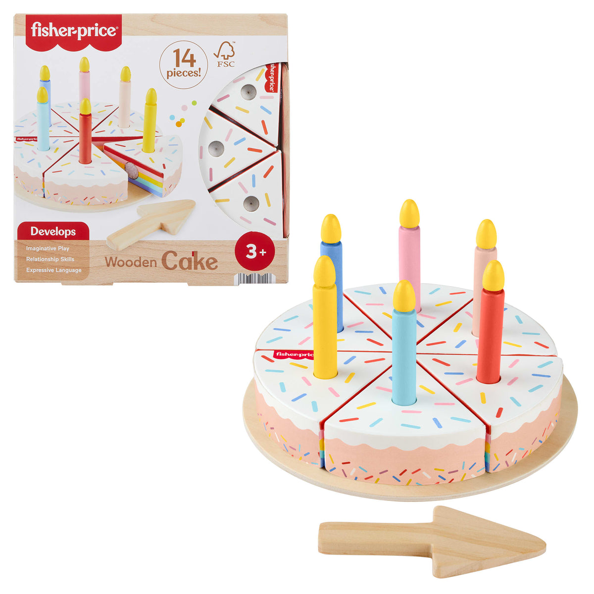 Fisher-Price Juguete para Bebés Pastel de Cumpleaños de Madera