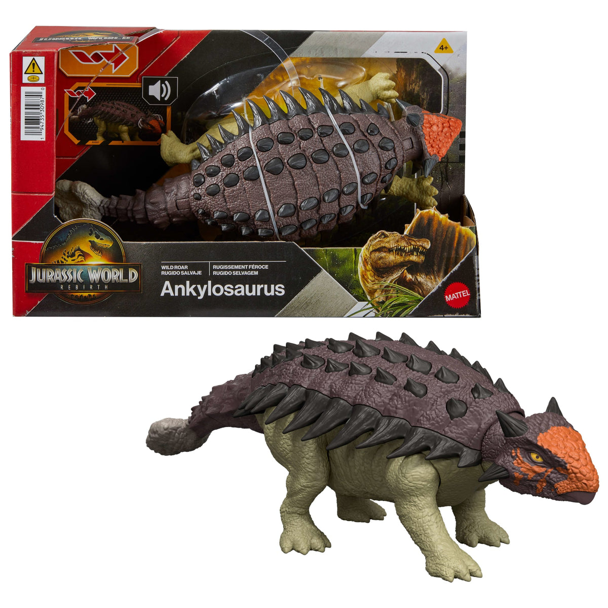 Jurassic World Dinosaurio de Juguete Rebirth Rugido Salvaje Euoplocephalus