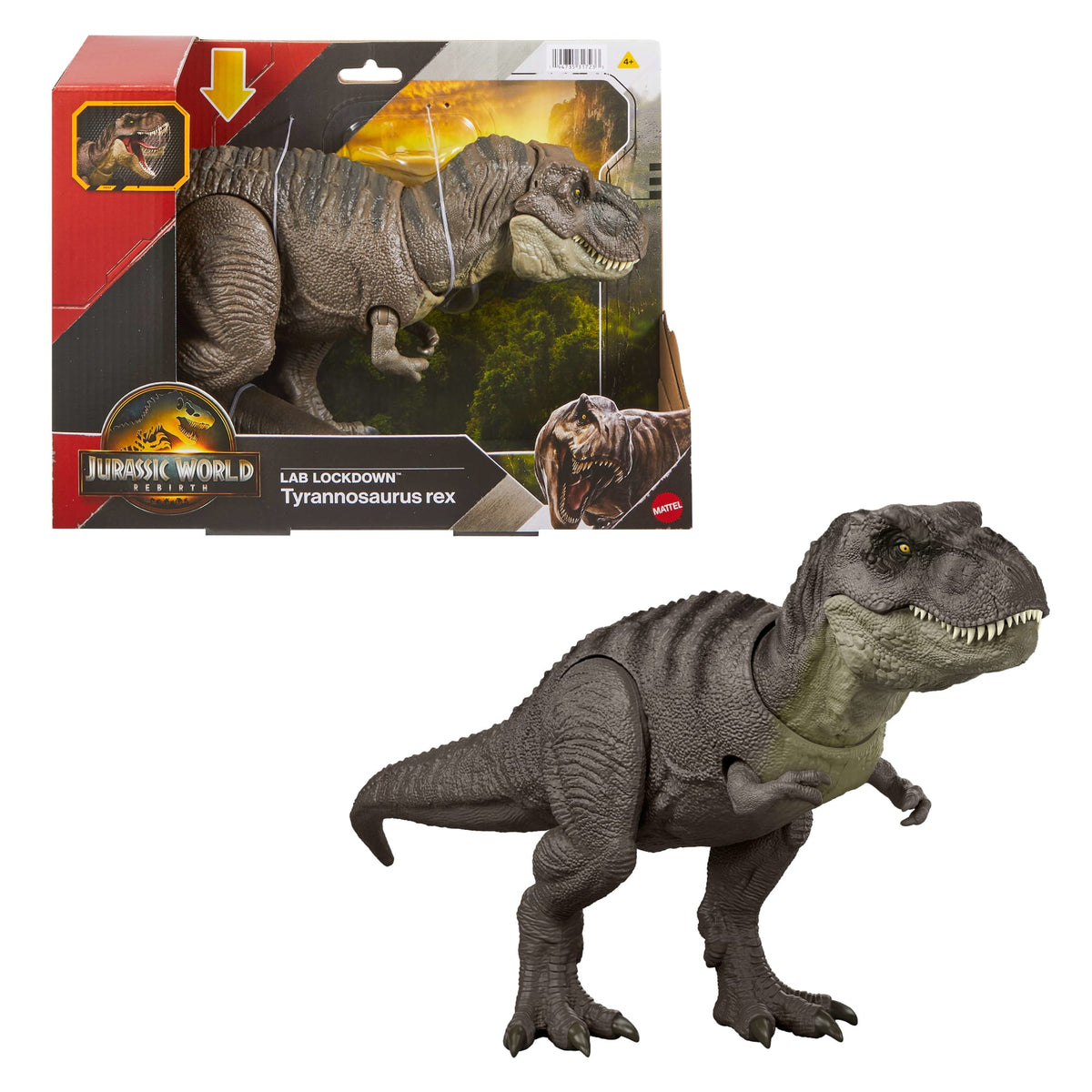 Jurassic World Rebirth Tyrannosaurus Rex Action Figure, Dinosaur Toy, T-Rex Chomp Attack