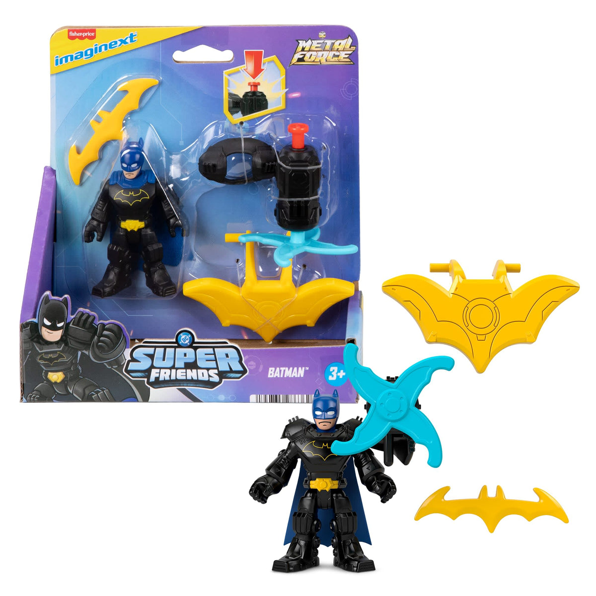 Fisher-Price Imaginext DC Super Friends Metal Force Batman Action Figure & Accessories Set, 3-Inch