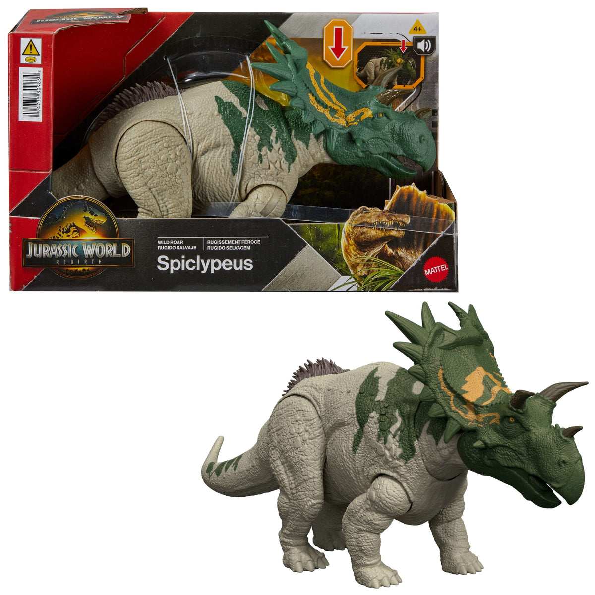 Jurassic World Rebirth Wild Roar Spiclypeus Dinosaur Toy, Tail Controlled Attack Chomp & Sound