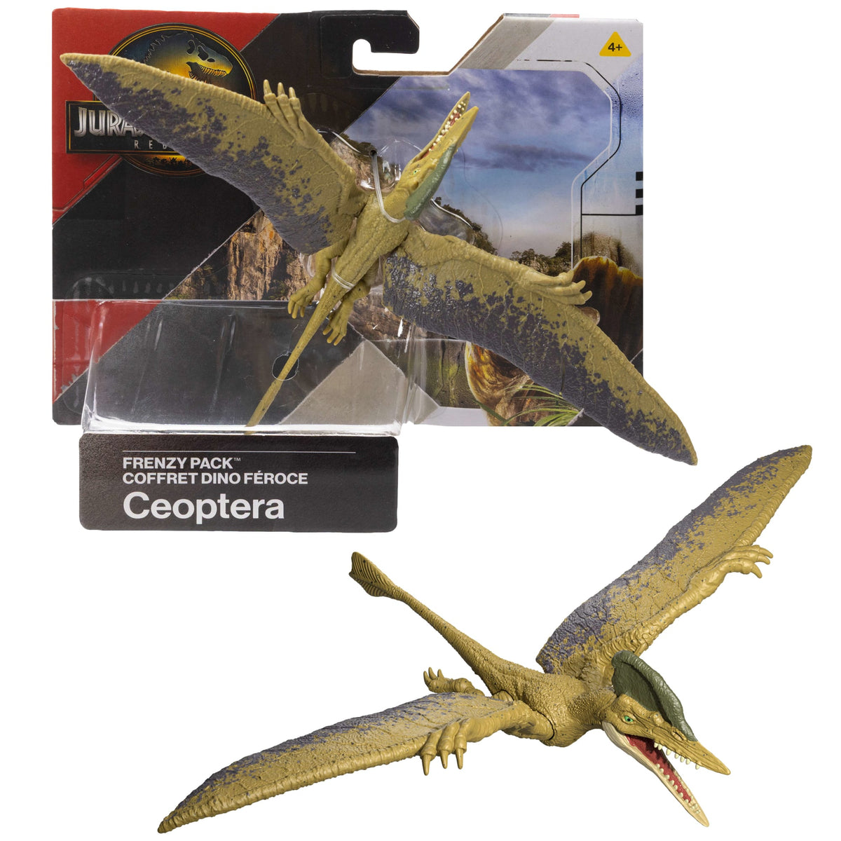 Jurassic World Rebirth Frenzy Pack Ceoptera Dinosaur Figure, Authentic Toy, Digital Play