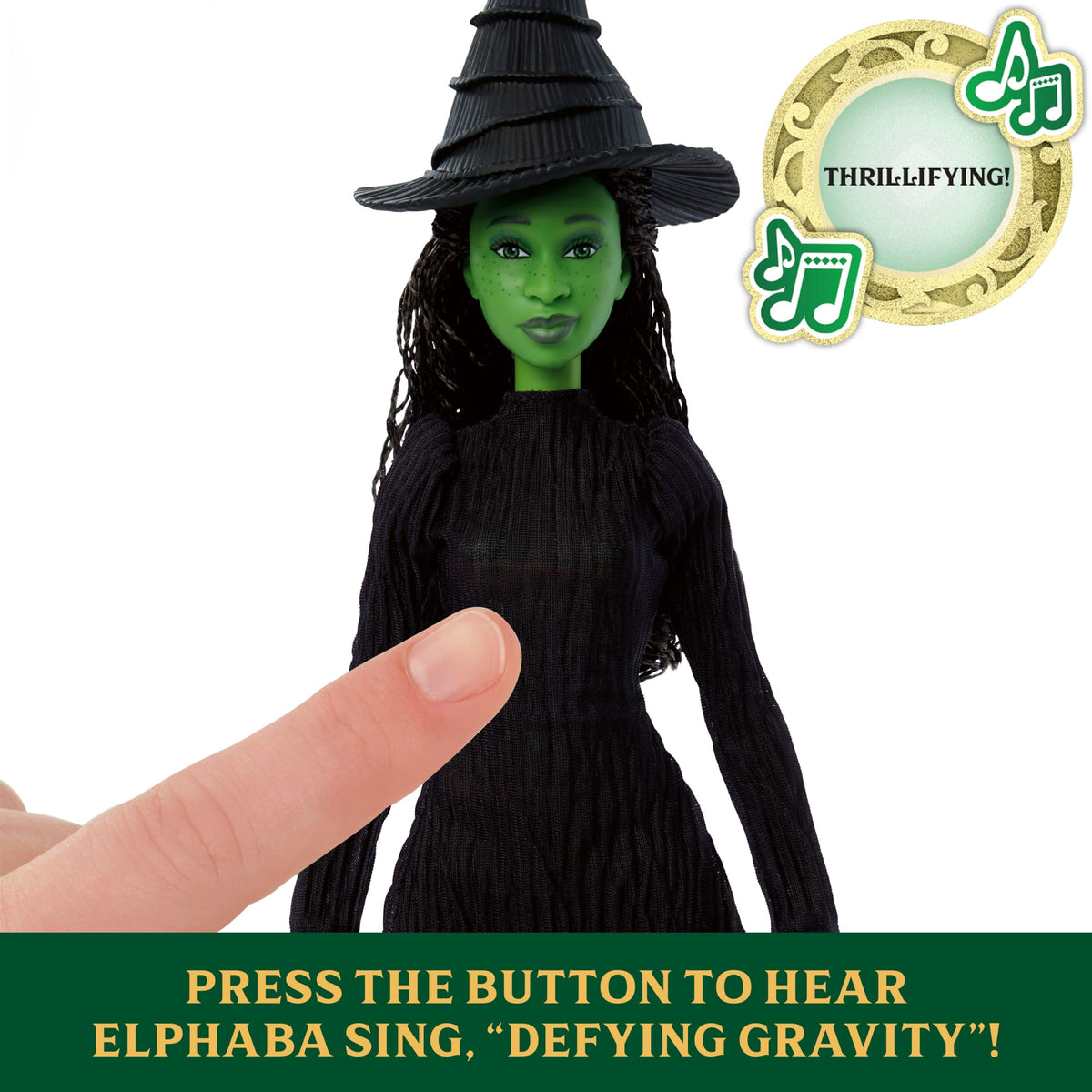 Wicked Singing Elphaba Fashion Doll, Posable With Removable Movie Fashions & Accessories