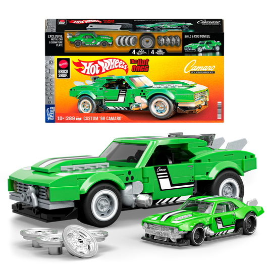 Mattel Brick Shop Hot Wheels Custom ’68 Camaro Building Toy Kit (289 Pieces), For Collectors