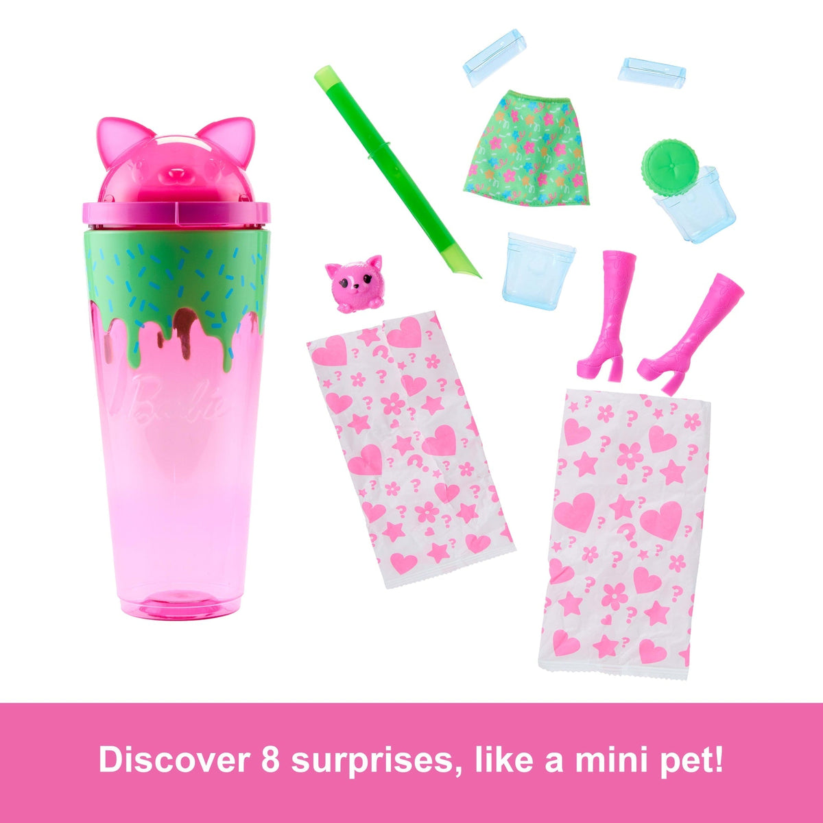 Barbie Pop Reveal Shakes Series Doll & Accessories Set, Scented Cute Kitten Fashion Doll