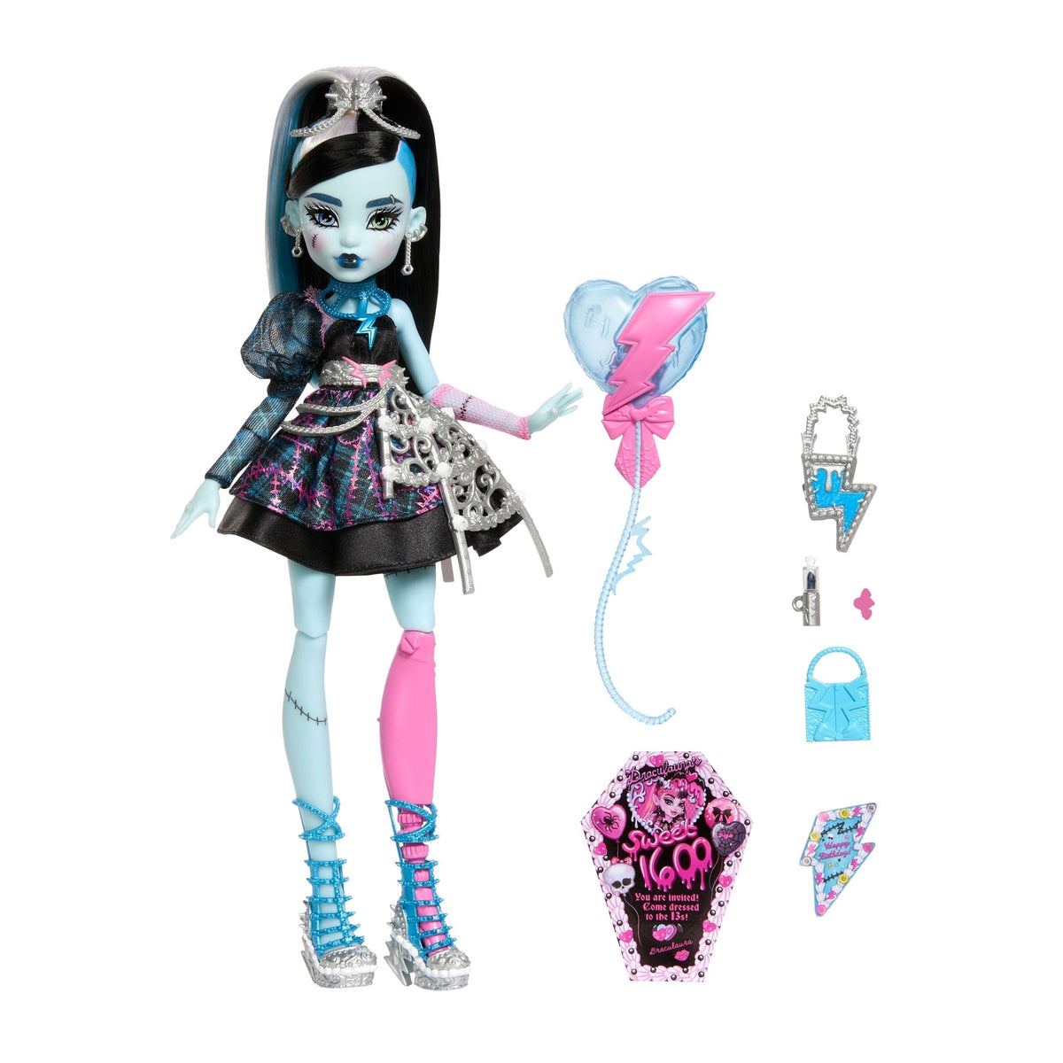 Monster High Scary Sweet Birthday Frankie Stein Doll in Party Dress With Balloon & Gift