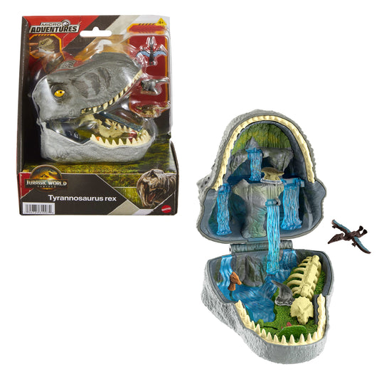Jurassic World Rebirth Micro Adventure Playset Tyrannosaurus Rex Head, Interactive Features & Figures