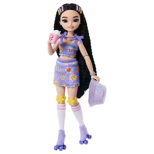 Dream Besties Barbie Renee Roller Skating Fashion Doll With 12 Video & Food Themed Accessories