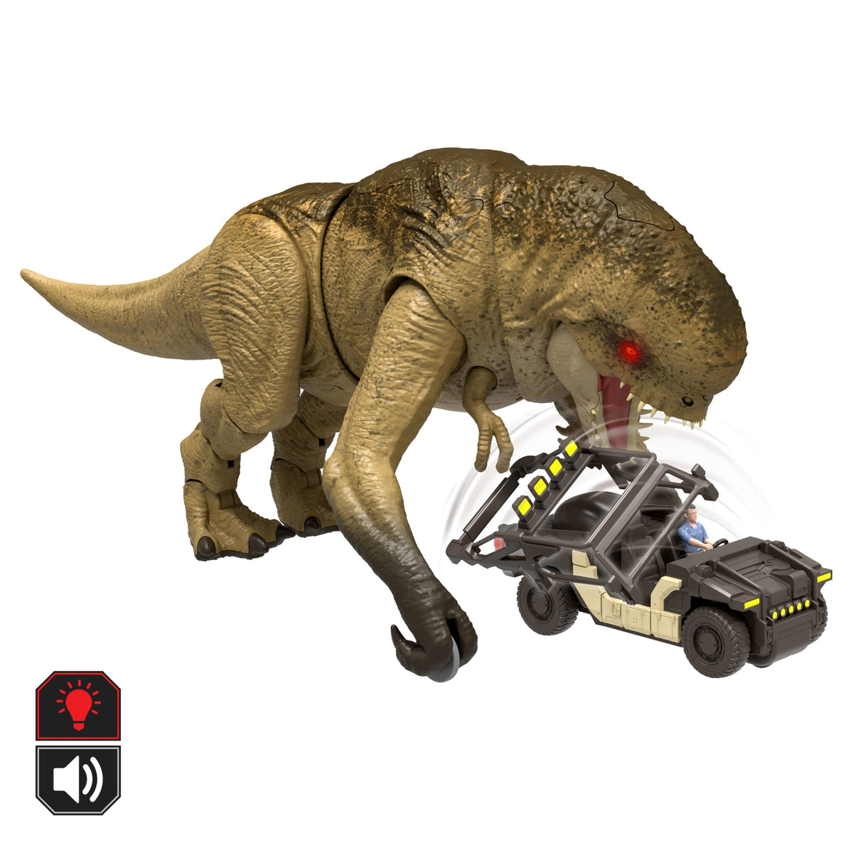 Jurassic World Rebirth Track N Chomp Distortus Rex & Vehicle, Remote Control, Lights & Growl & Chomp