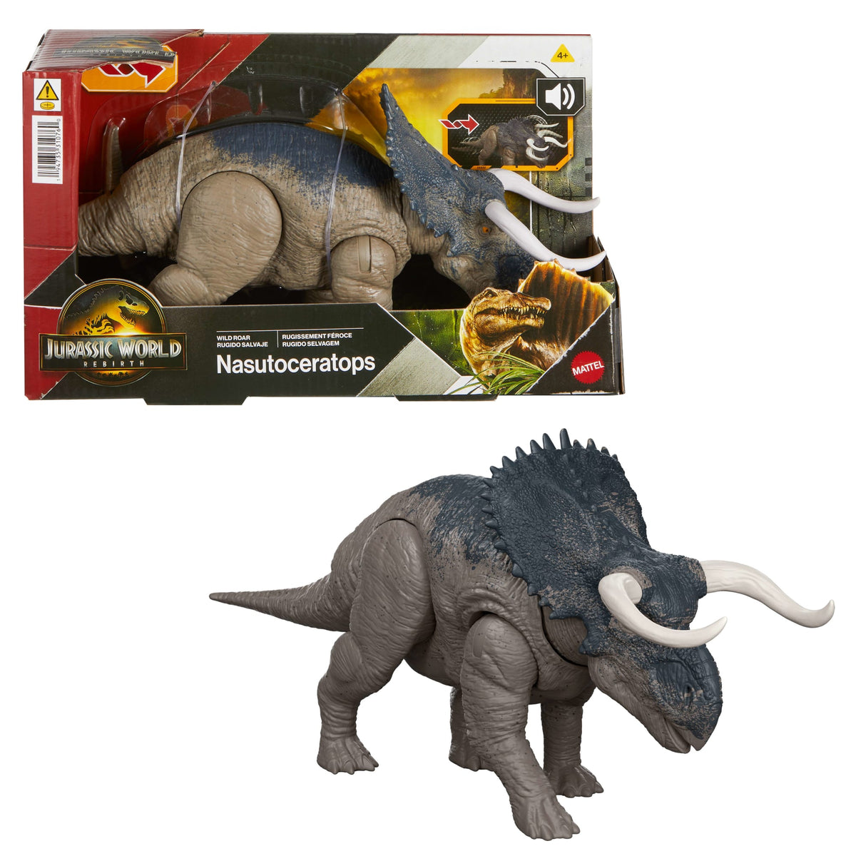 Jurassic World Dinosaurio de Juguete Rebirth Rugido Salvaje Nasutoceratops