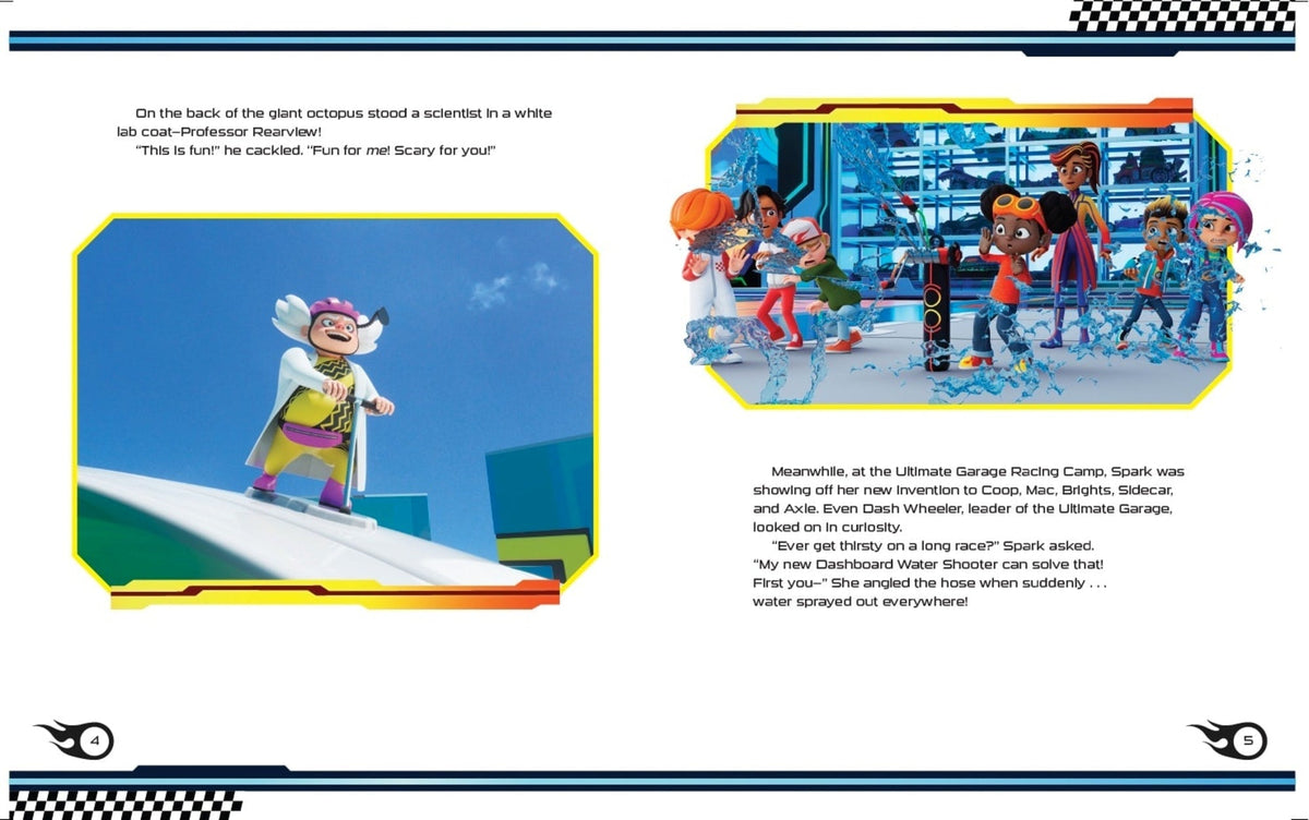 Hot Wheels Let's Race: Attack Of The Giant Octopus Paperback Book With Stickers, Based On The Series