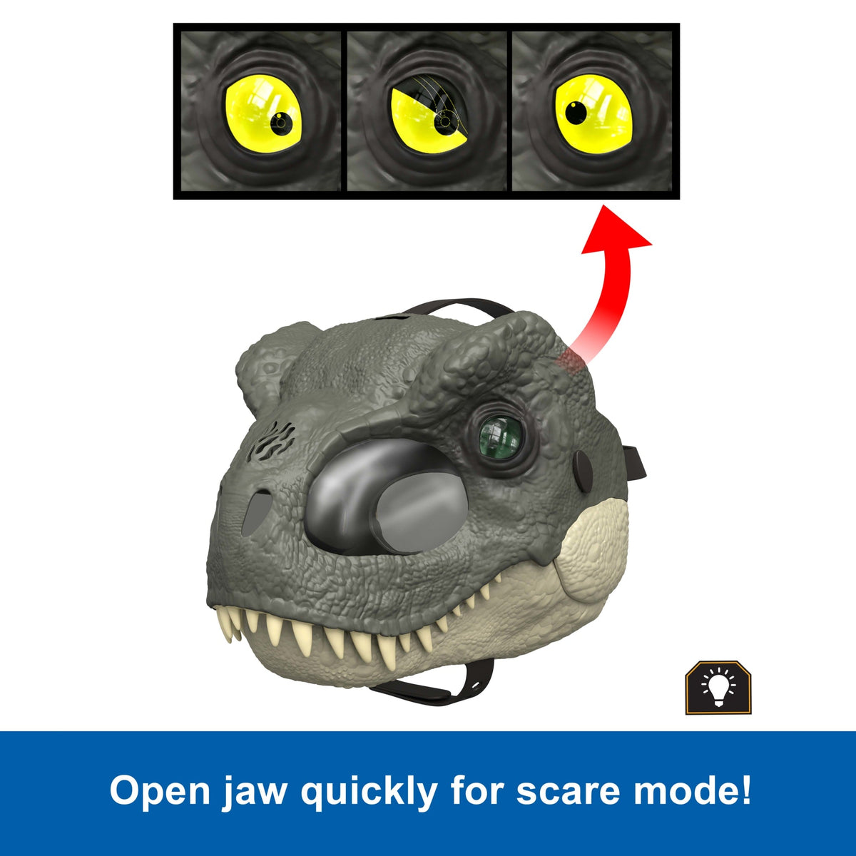 Jurassic World Rebirth T-Rex Rage N Roar Mask With Led Light Up Eyes Feature, 3 Level Effects