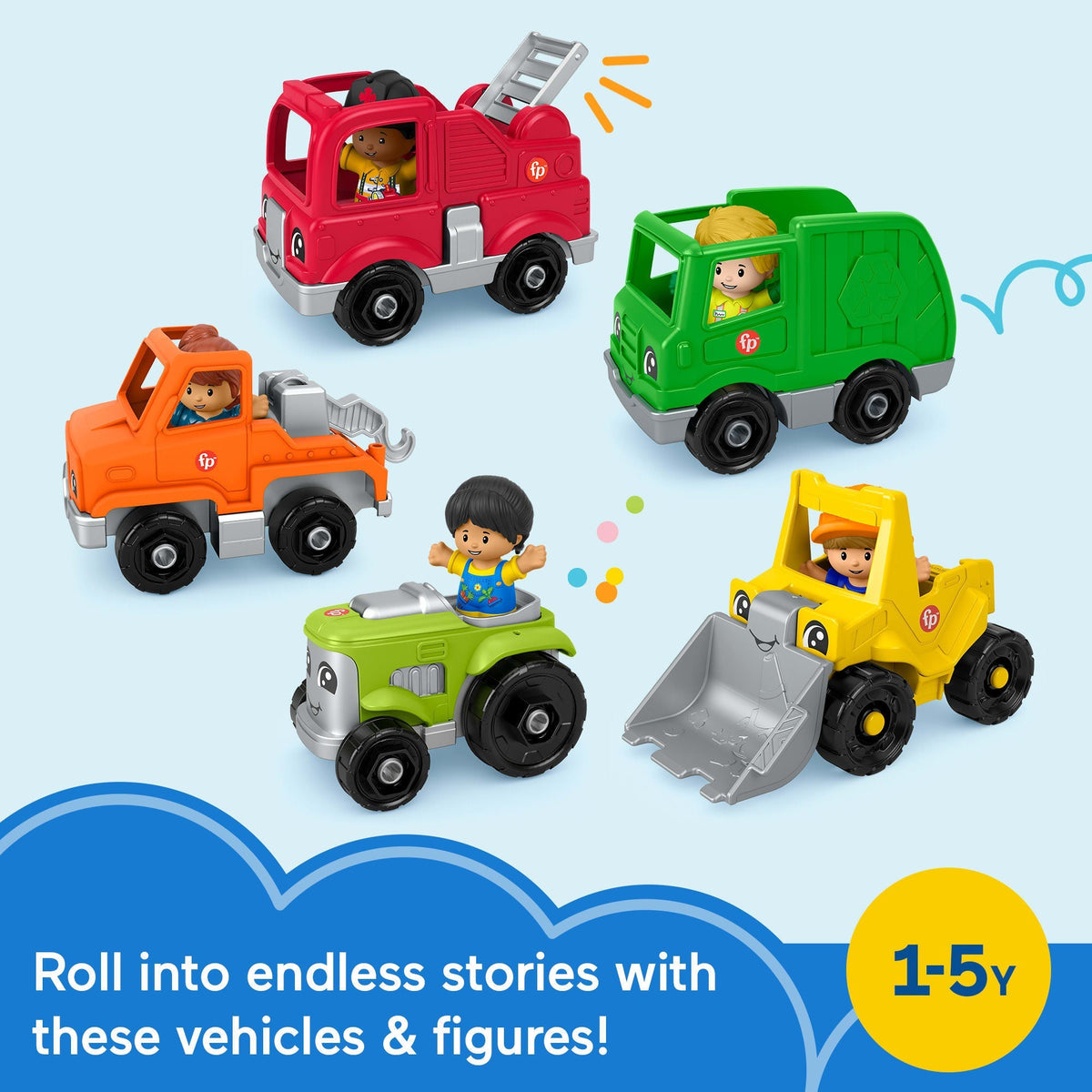 Fisher-Price Little People Activity Vehicles & Figures Gift Set For Toddlers, 10 Pieces