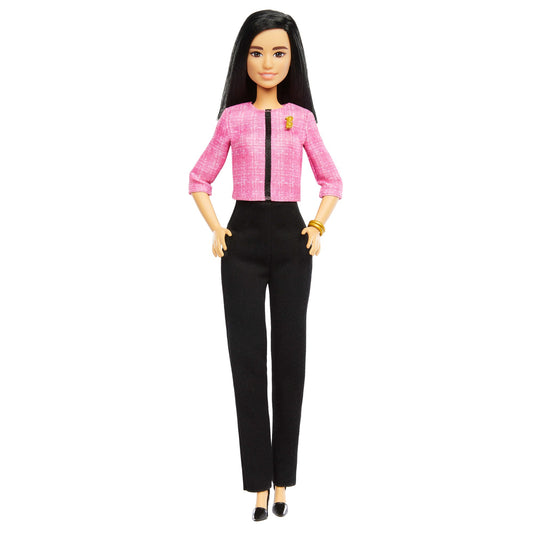 Barbie Future Leader Doll With Black Hair, 2 Golden Bracelets & Pin, Includes Sticker
