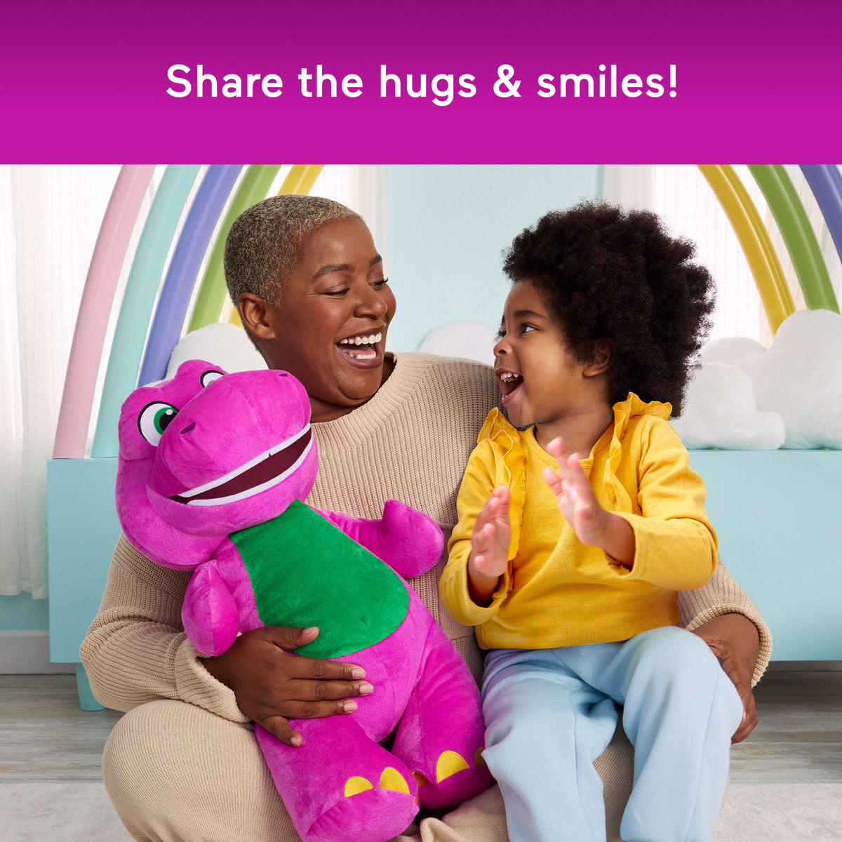 Fisher-Price Barney's World Jumbo Barney Plush, 26-Inch Figure, Large Scale & Soft Texture