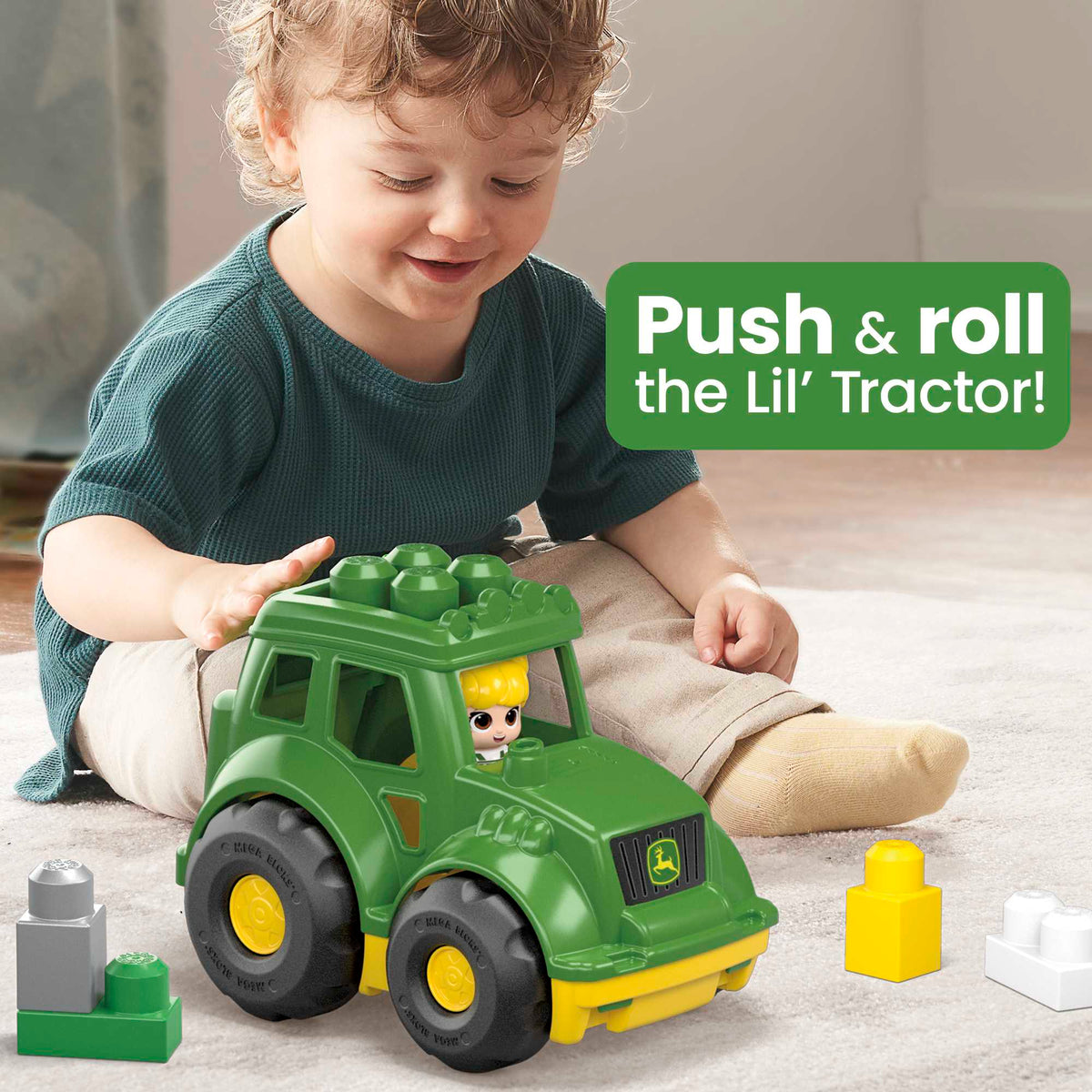 MEGA BLOKS John Deere Lil' Tractor Building Toy Blocks (6 Pieces) For Toddlers