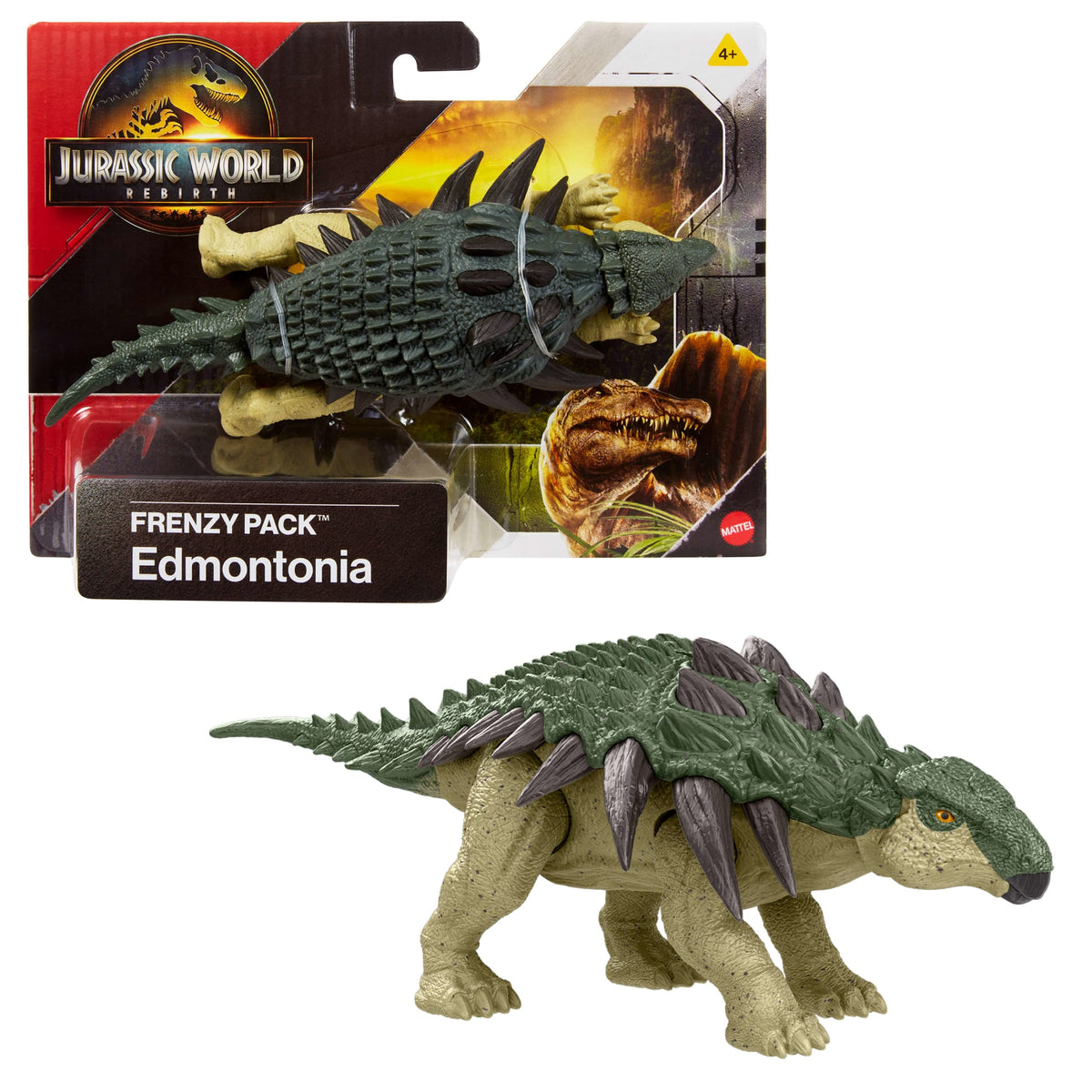 Jurassic World Rebirth Frenzy Pack Edmontonia Dinosaur Figure, Authentic Toy, Digital Play