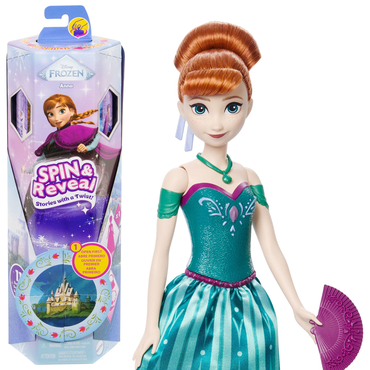 Disney Frozen Spin & Reveal Anna Fashion Doll & Accessories With 11 Surprises From Disney Movie