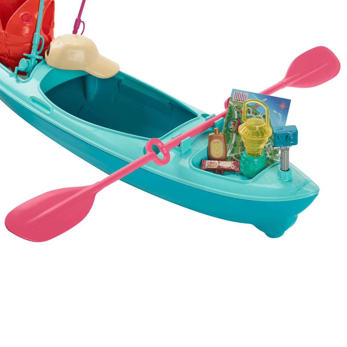 Barbie World Kayak & Surf Playset With 17 Camping Accessories Including Kayak Boat, Surfboard & More