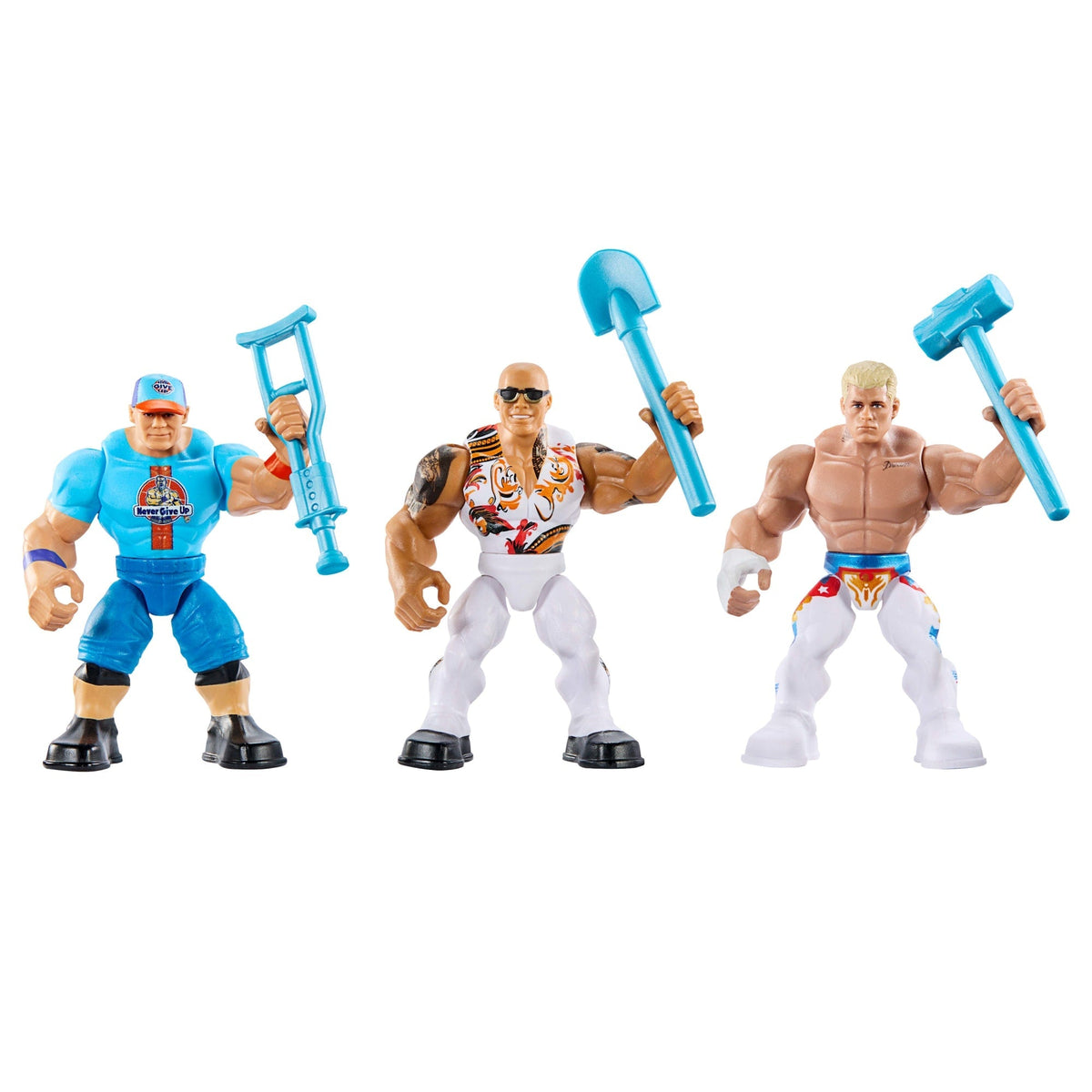 WWE Knuckle Crunchers Action Figures 3-Pack With 8 Accessories, Bone-Crunching Movement