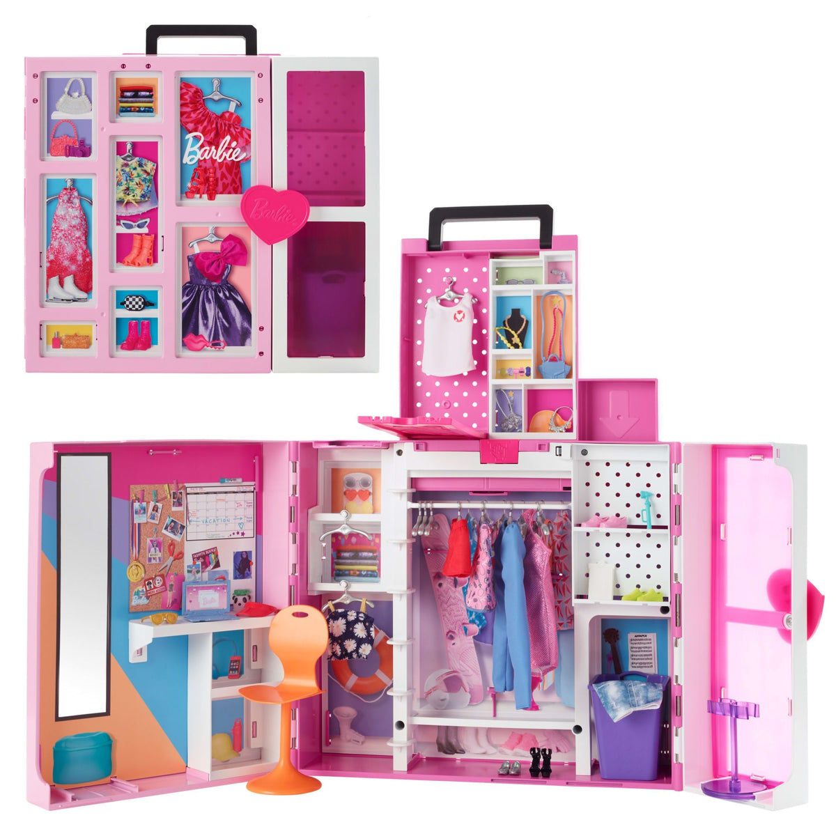 Barbie Closet Playset With 35+ Accessories, 5 Complete Looks, Pop-Up 2nd Level, Dream Closet