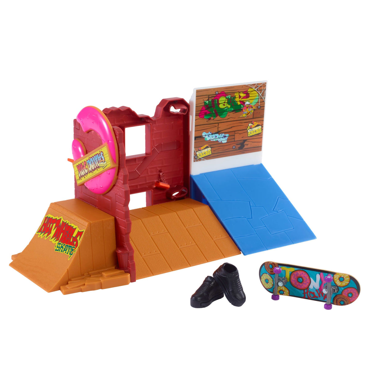Hot Wheels Skate Pista de Brinquedo Set Loja de Donuts
