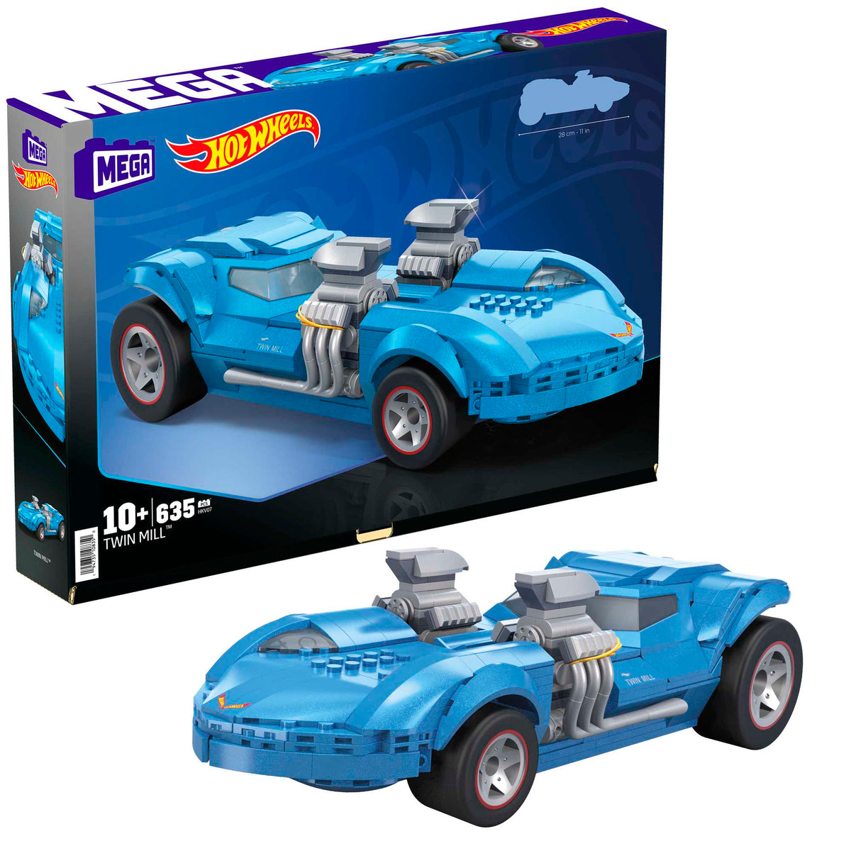 MEGA Hot Wheels Twin Mill Vehicle Building Kit (635 Pieces) For Collectors