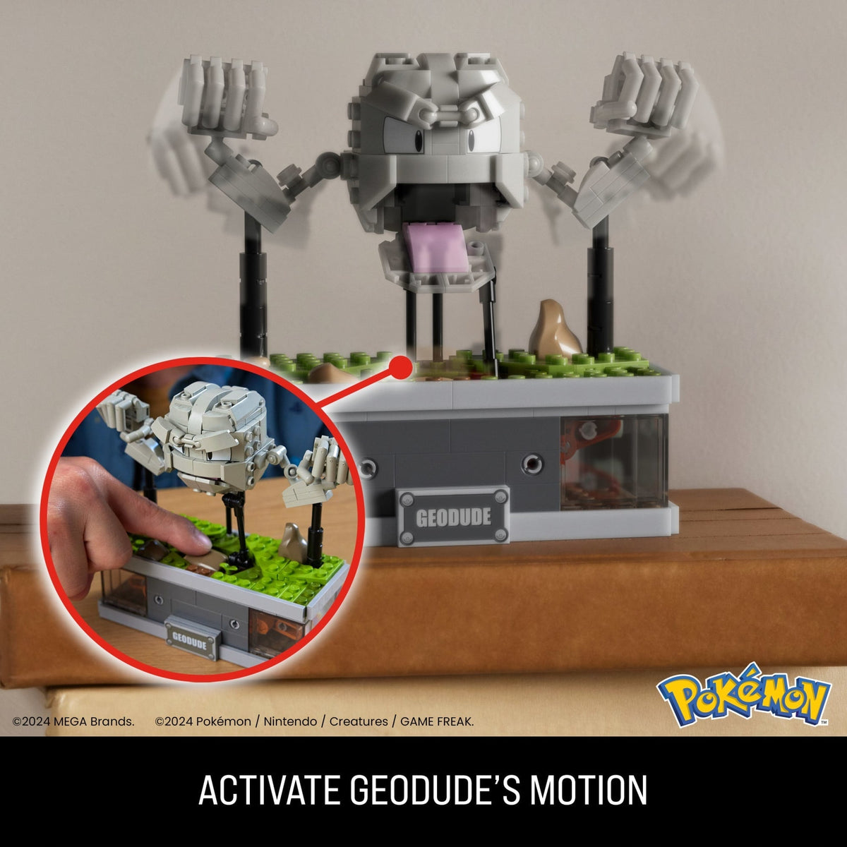 MEGA Pokémon Mini Motion Geodude Building Kit With Motion (354 Pieces) For Collectors