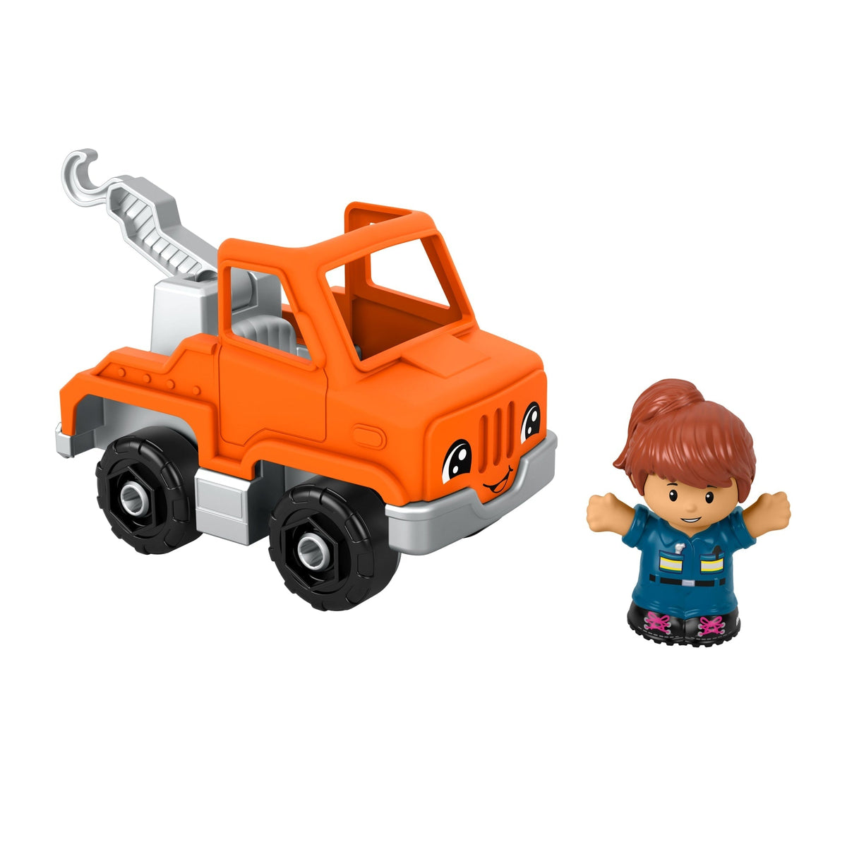 Fisher-Price Little People Help And Go Tow Truck & Figure Set For Toddlers, 2 Pieces