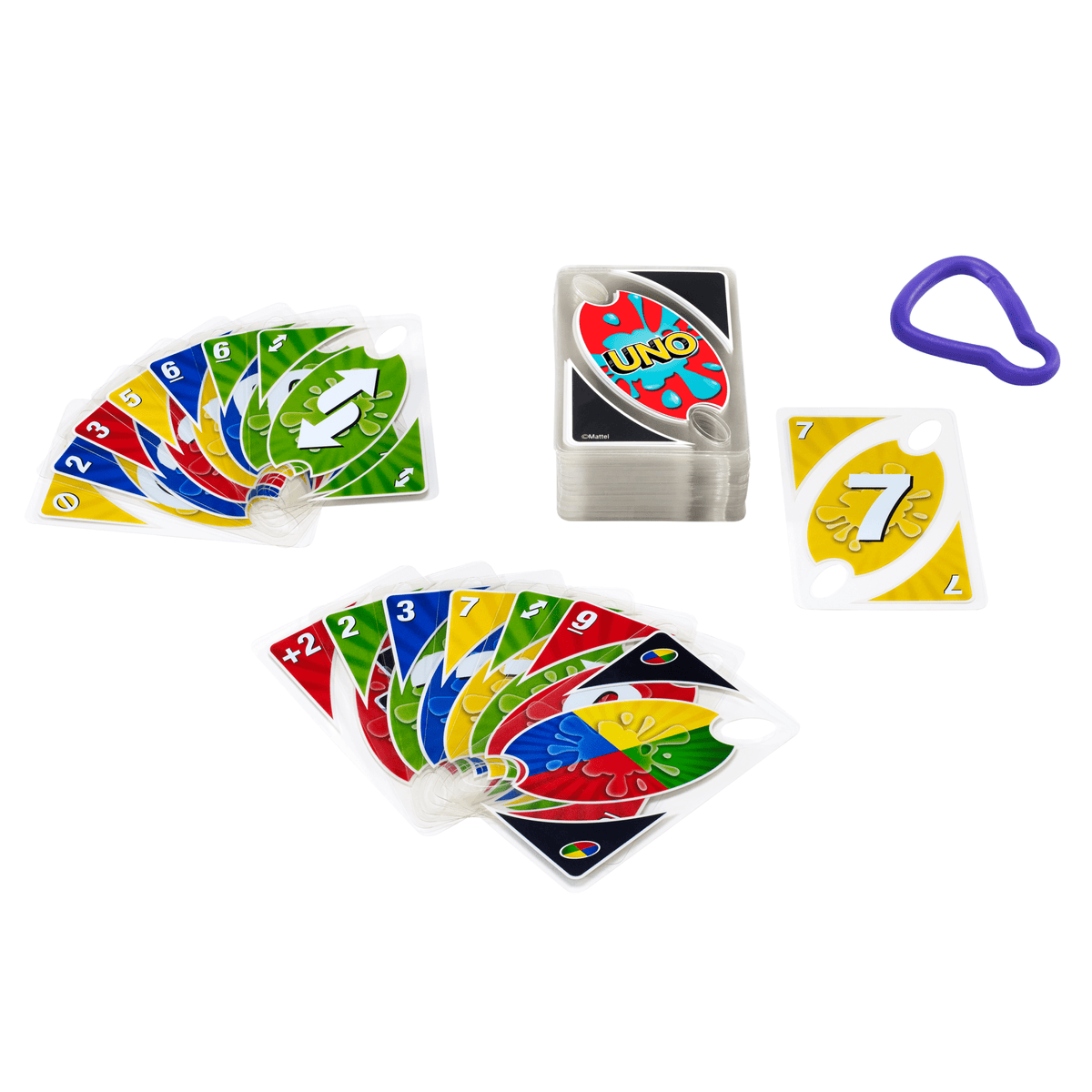 UNO Splash Card Game With Waterproof Cards And Portable Clip For Travel