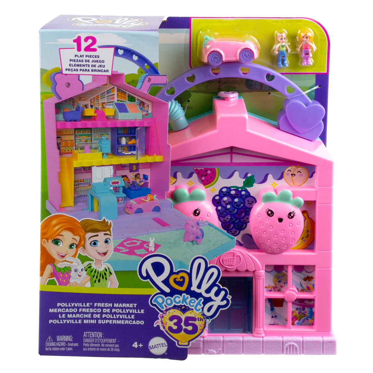 Polly Pocket Dolls & Playset, Food Toy With Micro Dolls And Accessories, Pollyville Fresh Market