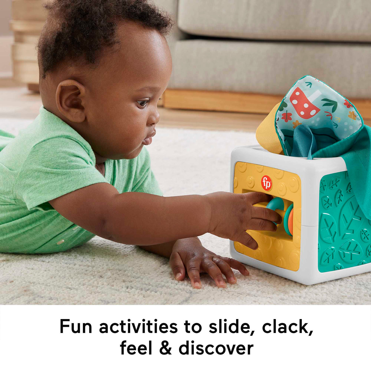 Fisher Price Tissue Fun Activity Cube Baby Sensory Crinkle Toys For Newborns