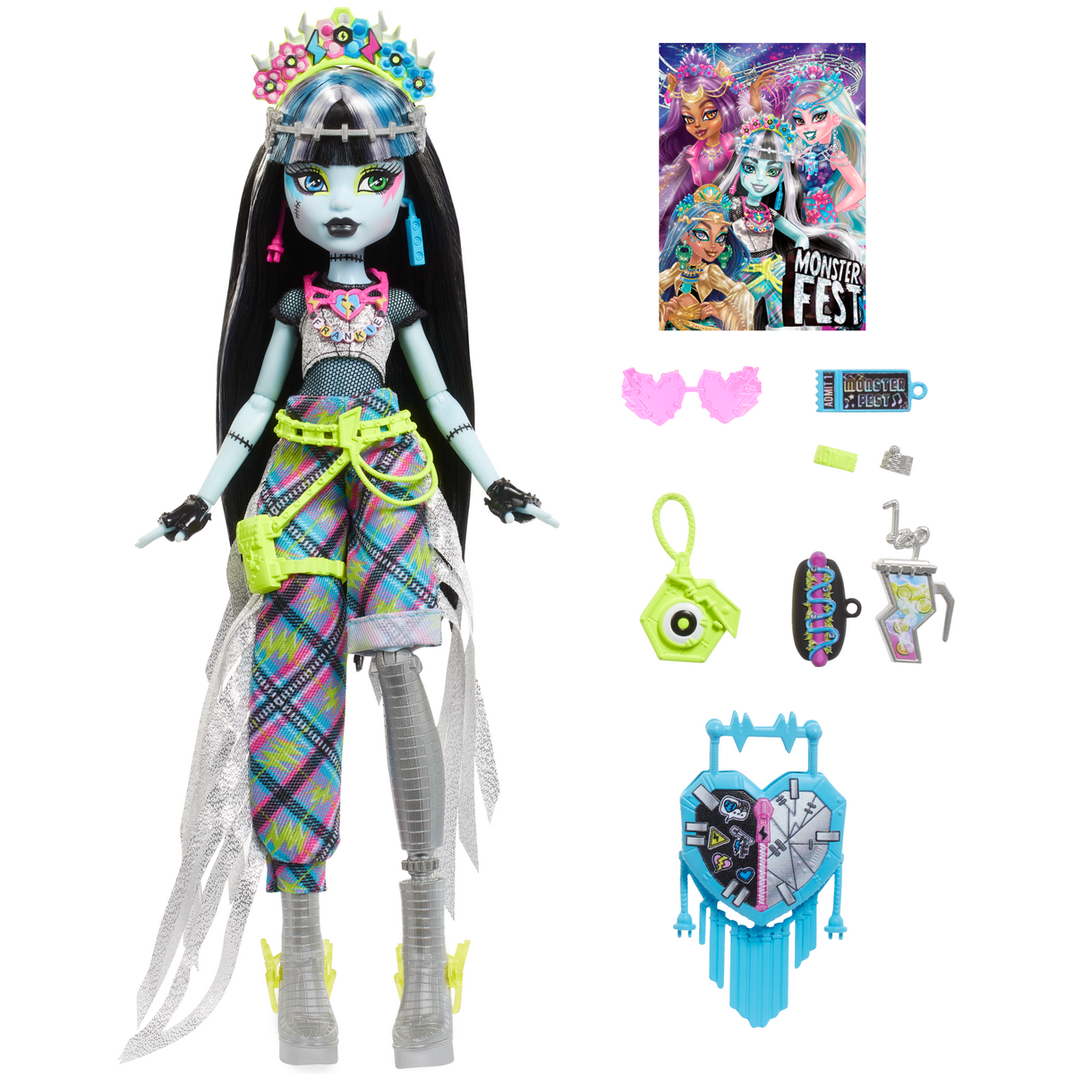 Monster High Monster Fest Frankie Stein Fashion Doll With Festival Outfit, Band Poster And Accessories