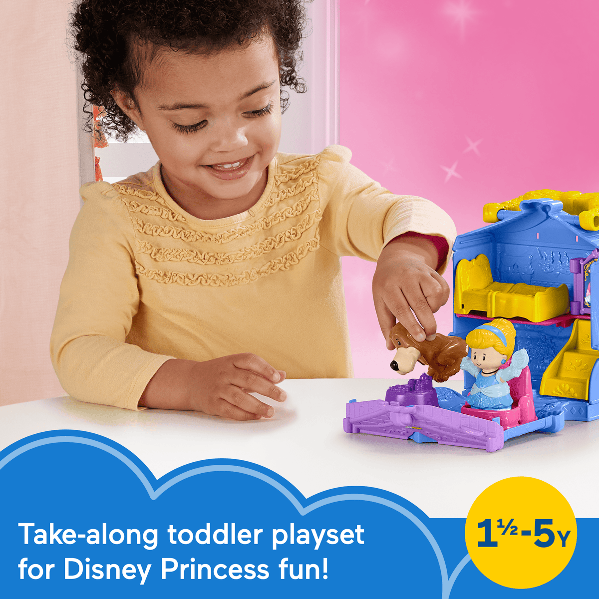 Disney Princess Cinderella On-The-Go Playset For Toddler Pretend Play, 2 Figures