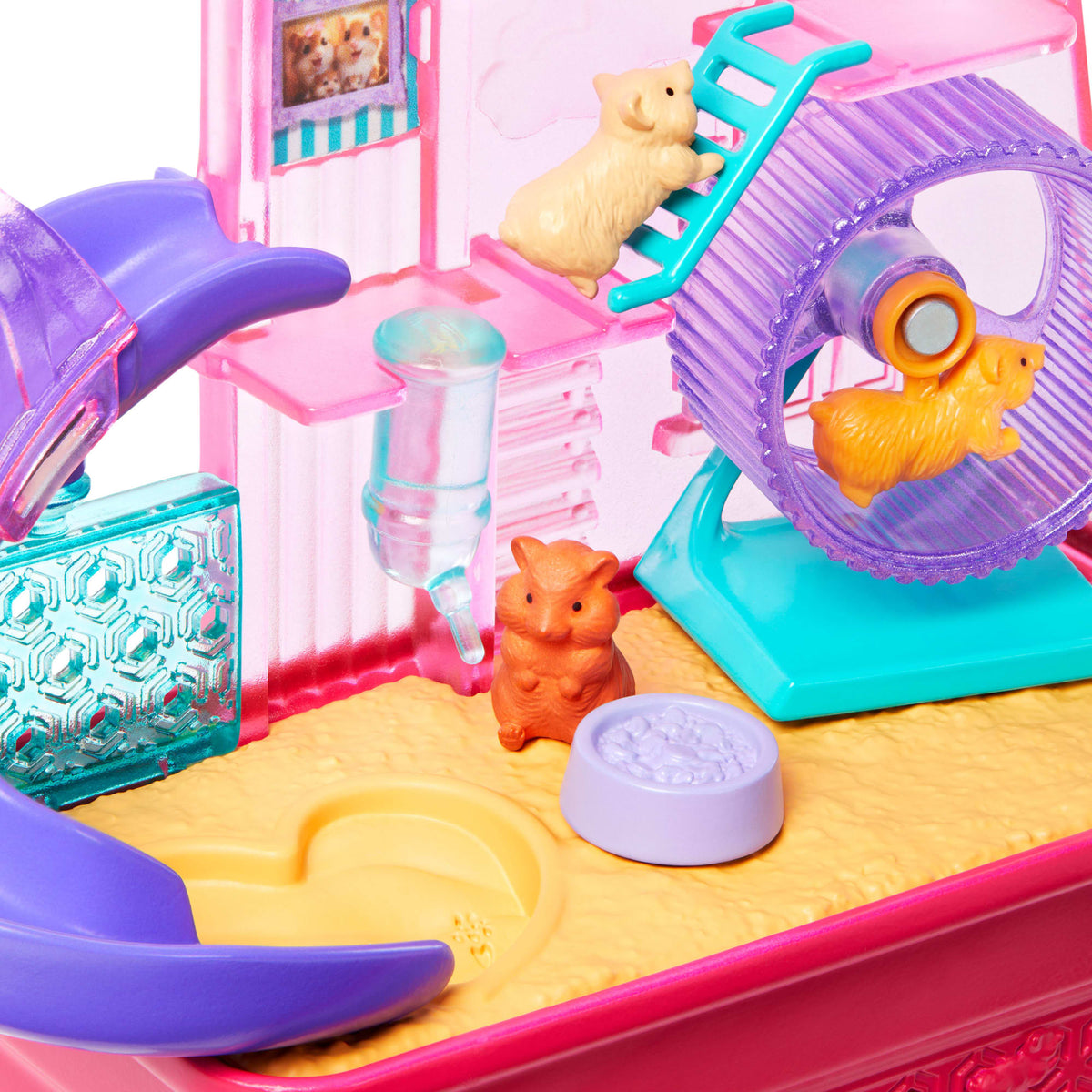 Barbie World Hamster Pet Playground Playset With 9 Pieces Including Wheel, Hamsters, & Food Accessories