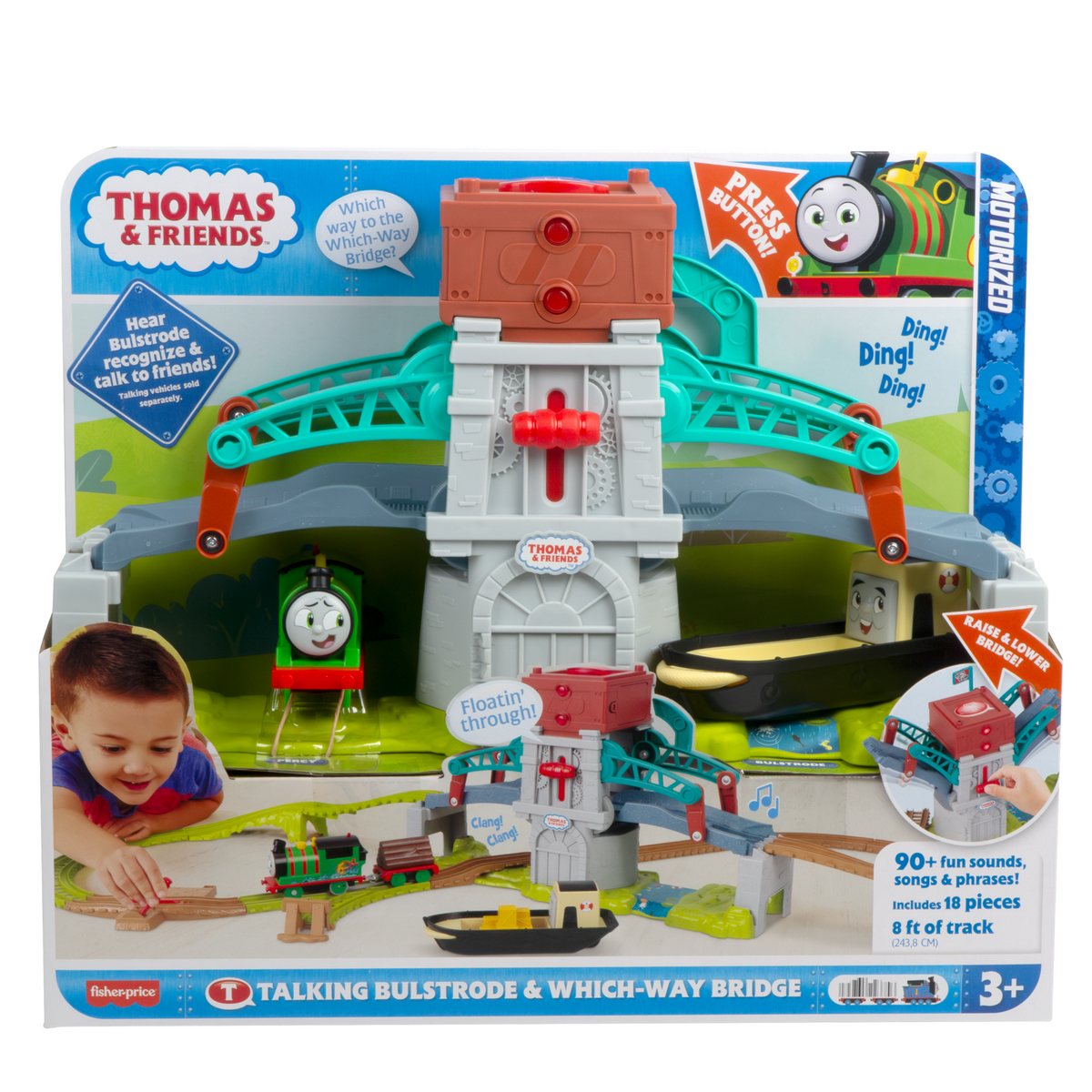 Thomas & Friends Talking Bulstrode & Which-Way Bridge Toy Train Set With Sounds & Percy Engine