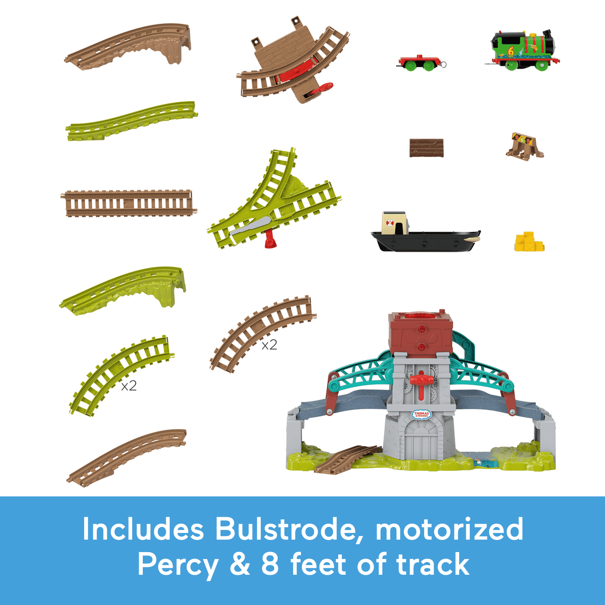 Thomas & Friends Talking Bulstrode & Which-Way Bridge Toy Train Set With Sounds & Percy Engine